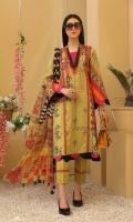 Shirt Lawn Printed Front + Back + Sleeves 3.4M  Trouser Cotton Trouser 2.5 M  Dupatta Printed Chiffon Dupatta 2.5 M