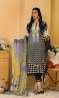 Shirt Lawn Printed Front + Back + Sleeves 3.4M  Trouser Cotton Trouser 2.5 M  Dupatta Printed Chiffon Dupatta 2.5 M