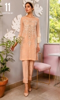 Ready To Wear Chiffon Fabric Embroidered Shirt With Attached Resham Lawn Inner And Adda Work Raw Silk Trouser
