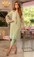 Ready To Wear Chiffon Fabric Embroidered Shirt With Attached Resham Lawn Inner And Adda Work Raw Silk Trouser