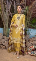 Shirt Embroidered Khaddar Front 1.4M Embroidered Front Daman Patti 1M Embroidered Khaddar Sleeves   26Inches Khaddar Back 1.4M  Trouser Khaddar Trouser 2.5M  Dupatta Acrylic Woven Shawl 2.5M