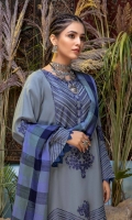 Shirt Embroidered Khaddar Front 1.4M Embroidered Khaddar Sleeves   26Inches Khaddar Back 1.4M  Trouser Khaddar Trouser 2.5M  Dupatta Acrylic Woven Shawl 2.5M