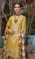 Shirt Embroidered Khaddar Front 1.4M Embroidered Front Daman Patti 1M Embroidered Khaddar Sleeves   26Inches Khaddar Back 1.4M  Trouser Khaddar Trouser 2.5M  Dupatta Acrylic Woven Shawl 2.5M