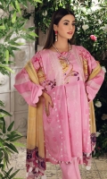 Shirt Lawn Printed Front + Back + Sleeves 3.4M  Trouser Cotton Trouser 2.5 M  Dupatta Printed Chiffon Dupatta 2.5 M