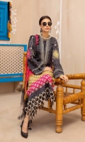 Shirt Lawn Print Front+Back +Sleeves 3.4M Embroidered Front Neckline 1Pcs Embroidered Front + Back Daman Patti 2M Embroidered sleeves Patti 2M  Trouser Cotton Trouser 2.5 M Embroidered Trouser Patti 1.5M  Dupatta Embroidered Printed Chiffon Dupatta 2.5