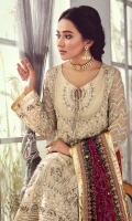 Shirt Embroidered adda work front chiffon 1M Embroidered Chiffon Back 1.4M Embroidered Adda Work Chiffon Sleeves 26 inches Embroidered adda work Front Daman Patti 1M Embroidered Back Daman Patti 1M Inner Shirt 2.25M  Trouser Raw Silk Trouser 2.5M  Dupatta Adda Work Printed Chiffon Dupatta 2.5M Embroidered Dupatta Patti 8M