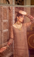 Shirt Embroidered adda work front chiffon 1M Embroidered Adda Work Sleeves Chiffon 26 Inches Chiffon Back 1.4M Embroidered Adda Work Front Daman Patti 1M Embroidered Back Daman Patti 1M Embroidered adda work Front + Sleeves Patti 2M Embroidered Front Neck Patti 1.5M Inner Shirt 2.25M  Trouser Printed Jamawar Trouser 2.5M  Dupatta Adda Work Net Dupatta 2.5M Embroidered Dupatta Patti 8M