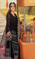Shirt Embroidered Lawn Front 1.4 m Embroidered Schiffli Sleeves + Front Neck 1.4 m Embroidered Lawn Back 1.4 m Embroidered Front + Back + Sleeves Patti 2.5 m Embroidered Back Daman Patti 1 m Embroidered Chock Patti 3 m Embroidered Neck Front 1 Piece  Trouser Embroidered Cotton Trouser 2.5 m  Dupatta Embroidered Dupatta Patti 5 m Embroidered Dupatta Patti 2 m Organza Jacquard Dupatta 2.5 m
