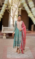 Shirt  Ready to wear organza heavy embroidered long maxi with adda work Trouser  Raw silk straight trouser finished with embroidered organza Dupatta  Organza embroidered dupatta