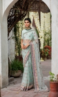 Ready to wear net embroidered and embellished saree Raw silk petticoat Raw silk unstitched blouse with adda work