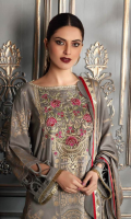 Shirt Embroidered Front Back 1 Piece Marina Jacquard Front + Back + Sleeves 3.4 m Embroidered Front Daman 1 m Trouser Embroidered Trouser Patti 1.5 m Marina Trouser 2.5 m Shawl Marina Jacquard Shawl 2.5 m