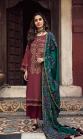 Shirt Embroidered Front Staple Massori 1.25 m Embroidered Sleeves With Adda Work 26 Inches Back 1.25 m Embroidered Sleeves + Daman Patti 2 m Trouser Trouser 2.5 m Shawl Pashmina Shawl 2.5 m.