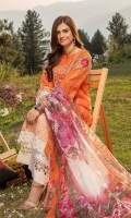 Shirt Embroidered Luxury Lawn Front 1.4M Luxury lawn Back 1.4M Embroidered Luxury Lawn Sleeves 26 Inches Embroidered Front +Back Daman Patti 2M Embroidered Front +Back +Sleeves Patti 2.5M Embroidered Sleeves Patti 1.5M Embroidered Back Panel Patti 2.5M  Trouser Cotton Trouser 2.5M Embroidered Trouser Patti 1.5M  Dupatta Embroidered Organza sublimation print Dupatta 2.5M Embroidered Dupatta Patti 8M