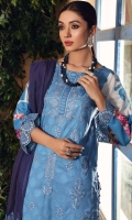 Shirt Lawn Print Front +Back + Sleeve 3.4M Embroidered Front + Back Daman Patti 2M  Trouser Cotton Trouser 2.5 M  Dupatta Embroidered Chiffon Dupatta 2.5 M