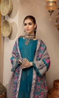 Shirt Embroidered front khaddar print 1.4M Printed Khaddar Back +Sleeves 2M Embroidered Front +Sleeves Patti 2.5M  Trouser Printed Khaddar Trouser 2.5 M  Dupatta Embroidered Pashmina Shawl 2.5M