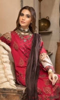 Shirt Embroidered front khaddar print 1.4M Printed Khaddar Back +Sleeves 2M Embroidered Front Sleeves Patti 2M  Trouser Printed Khaddar Trouser 2.5 M  Dupatta Embroidered Pashmina Shawl 2.5M