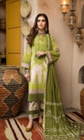 Shirt Embroidered Khaddar Print Front +Back +Sleeves 3.4M Embroidered Front Neck 1 Pcs Embroidered Sleeves Motif 2Pcs  Trouser Khaddar Print Trouser 2.5 M  Dupatta Embroidered Shawl Patti 5 M Embroidered Pashmina Shawl 2.5 M