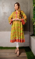 Long Frock Embroidered digital Printed Lawn Front back and sleeve's long Frock Finished with Lace and Stitching Details.