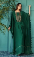 Caftan Embroidered Raw Silk Caftan Finished With Lace's Stitching details and Tilla + Thread Tassel On Front Back Daaman. Trouser RAW Silk dyed Trouser.