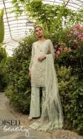 Ready To Wear Chiffon Fabric Embroidered Shirt With Adda Work  Attached Resham Lawn Inner  Raw Silk Fabric Trouser  Net Fabric Embroidered Dupatta