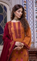 Shirt Embroidered Front Leather 1.4 M Leather Back +Sleeves 2M Embroidered Front + Back Daman Patti 2M Embroidered Front Neckline + Sleeves Patti 2.5M  Trouser     Leather Trouser 2.5 M  Dupatta Embroidered Woven Shawl 2.5M