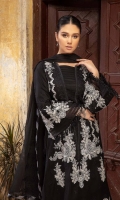 Shirt Embroidered Front Lawn 1.4M Embroidered Lawn Sleeves 2 6 inches Embroidered Front Daman Patti 1M Lawn Back 1.4M  Trouser Embroidered Trouser Patti 1.4M Cotton Trouser 2.5 M  Dupatta Embroidered  Chiffon Dupatta 2.5 M