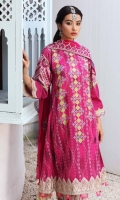 Shirt Print Lawn Front +Back + Sleeves 3.4M Embroidered Front +Back Daman Patti 2M  Trouser Printed Cotton Trouser 2.5 M  Dupatta Embroidered Chiffon Dupatta 2.5 M