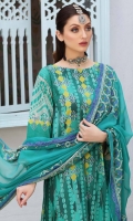 Shirt Print Lawn Front +Back + Sleeves 3.4M Embroidered Front +Back Daman Patti 2M  Trouser Printed Cotton Trouser 2.5 M  Dupatta Embroidered Chiffon Dupatta 2.5 M