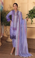 Shirt Print Lawn Front +Back + Sleeves 3.4M Embroidered Front+Back  Daman Patti 2M  Trouser Cotton Trouser 2.5 M  Dupatta Embroidered Chiffon Dupatta 2.5 M