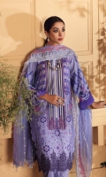 Shirt Print Lawn Front +Back + Sleeves 3.4M Embroidered Front+Back  Daman Patti 2M  Trouser Cotton Trouser 2.5 M  Dupatta Embroidered Chiffon Dupatta 2.5 M