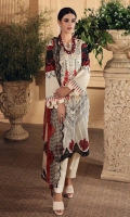 Shirt Print Lawn Front +Back + Sleeves 3.4M Embroidered Front Daman Patti 1M  Trouser Cotton Trouser 2.5 M  Dupatta Embroidered Printed Chiffon Dupatta 2.5 M