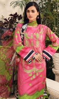 Shirt Embroidered   Lawn  Front 1.4M Print Lawn Back + Sleeves 2M  Trouser Cotton Trouser 2.5 M Embroidered Trouser Patti 1M  Dupatta Printed Chiffon Dupatta 2.5 M