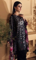 Shirt Print Lawn Front +Back + Sleeves 3.4M Embroidered Front Daman Patti 1M Embroidered Front Penal Patti 2.5M  Trouser Cotton Trouser 2.5 M  Dupatta Printed Chiffon Dupatta 2.5 M