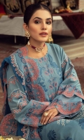 Shirt Embroidered Front Luxury Masoori Lawn 1M Masoori Lawn Back 1.4M Embroidered Luxury Masoori   Lawn Sleeves 26 Inches Embroidered Front +Back +Daman Patti 1.5M  Trouser Cotton Trouser 2.5M  Dupatta Embroidered Chiffon Dupatta 2.5 M Embroidered Dupatta Patti 8M