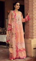 Shirt Embroidered Front Luxury Slub Lawn 1.4M Slub Luxury Lawn Back 1.4M Embroidered Luxury Slub Lawn Sleeves 26 Inches Embroidered Front +Back +Daman  Patti 2M Embroidered Front +Back +Sleeves +Trouser And Dupatta Patti 6.8M  Trouser Cotton Trouser 2.5M  Dupatta Organza Sublimation Dupatta 2.5 M Embroidered Dupatta Motif 4Pcs