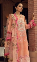 Shirt Embroidered Front Luxury Slub Lawn 1.4M Slub Luxury Lawn Back 1.4M Embroidered Luxury Slub Lawn Sleeves 26 Inches Embroidered Front +Back +Daman  Patti 2M Embroidered Front +Back +Sleeves +Trouser And Dupatta Patti 6.8M  Trouser Cotton Trouser 2.5M  Dupatta Organza Sublimation Dupatta 2.5 M Embroidered Dupatta Motif 4Pcs