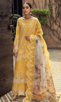 Shirt Embroidered Front Luxury Slub Lawn 1.4M Slub Lawn Back 1.4M Embroidered Luxury Slub Lawn Sleeves 26 Inches Embroidered Front +Back +Sleeves Patti 2.5M Embroidered Front +Back +Sleeves Patti 2.5M  Trouser Cotton Trouser 2.5M Embroidered trouser Patti 1.5M  Dupatta Organza Sublimation Dupatta 2.5 M Embroidered Dupatta Patti 8M Embroidered Dupatta Patti 8M