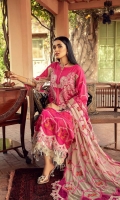 Shirt Embroidered Front Luxury Masoori Lawn 1M Embroidered luxury  Masoori Lawn Back 1M Embroidered Luxury Masoori   Lawn Sleeves 26 Inches Embroidered Front +Back +Sleeves  Patti 4M  Trouser Cotton Trouser 2.5M  Dupatta Embroidered Chiffon Dupatta 2.5 M Embroidered Dupatta Patti 8M