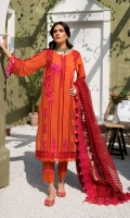 Shirt Embroidered Lawn Karandi Front 1.4 m Embroidered Lawn Karandi Sleeves 26 inches Lawn Karandi Back 1.4 m Embroidered Front + Back + Sleeves Patti 2.5 m Trouser Embroidered Karandi Trouser 2.5 m Dupatta Embroidered Dupatta Patti 8 m Organza Karandi Dupatta 2.5 m