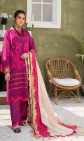 Shirt Embroidered Lawn Karandi Front 1.4 m Embroidered Lawn Karandi Sleeves 26 inches Lawn Karandi Back 1.4 m Trouser Embroidered Front + Back + Trouser Patti 2.5 m Karandi Trouser 2.5 m Dupatta Embroidered Dupatta Patti 5 m Embroidered Dupatta Patti 8 m Organza Karandi Dupatta 2.5 m