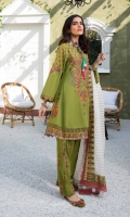 Shirt Embroidered Lawn Karandi Front 1.4 m Embroidered Lawn Karandi Sleeve 26 inches Lawn Karandi Back 1.4 m Embroidered Front Daman Motif 2 Pieces Embroidered Front + Back Daman Patti 2 m Embroidered Sleeve + Neck Patti 2 m Embroidered Front + Back Daman Patti 2.5 m Trouser Embroidered Karandi Trouser 2.5 m Dupatta 2 Embroidered Dupatta Patti 8 m each Organza Karandi Dupatta 2.5 m