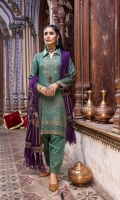 Shirt Jacquard LEATHER Front+ Back +Sleeves 3.4M Embroidered Front Daman Patti 1M  Trouser Embroidered Leather Trouser 2.5 M  Dupatta Embroidered Pashmina Shawl 2.5M