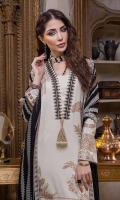 Shirt Jacquard LEATHER Front+ Back +Sleeves 3.4M Embroidered Front Neck Patti 1.5M  Trouser Embroidered Leather Trouser 2.5 M  Dupatta Embroidered Pashmina Shawl 2.5M