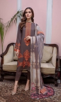 Shirt Embroidered Marina Front  1.4M Embroidered Marina Sleeves 26 inches Marina Back 1.4M  Trouser Marina Trouser 2.5M  Dupatta Printed Wool Shawl 2.5M