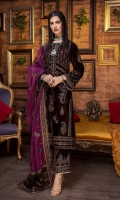 Shirt Embroidered Velvet Front 1.4M Embroidered Velvet Sleeves 26 inches Velvet Back 1.4M Embroidered Front + Back Daman Patti 2M  Trouser Embroidered Velvet Trouser 2.5M  Dupatta Embroidered Organza Dupatta 2.5M Embroidered Dupatta Patti 2M Embroidered Dupatta Pallu Patti 2M