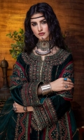 Shirt Embroidered Velvet Front 1.4M Embroidered Velvet back 1.4M Embroidered Velvet Sleeves 26 inches Embroidered Front Daman Patti 1M Embroidered back Daman Patti 1M  Trouser Velvet Trouser 2.5M  Dupatta Embroidered Organza Dupatta 2.5M Embroidered Dupatta + Trouser Patti 4M