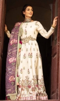 Long Maxi Sequence Embroidered Raw Silk LONG MAXI Finished With AddA Hanging on Neck. Organza Embroidered Waist Belt Finished With AddA Work. Dupatta Embroidered Organza Dyed Dupatta Finished With Stitching Details and Golden Lace Work.