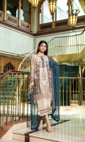 Shirt  Embroidered chiffon fabric front & sleeves with adda work Chiffon fabric back with embroidered daaman Trouser  Embroidered raw silk dyed fabric trouser Dupatta  Embroidered chiffon dupatta with crystal hangings