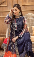 Shirt Embroidered front chiffon 1M Print Chiffon back +sleeves 2M Embroidered Front Daman Patti 1M Inner Shirt 2.25M  Trouser Raw Silk Trouser 2.5 M  Dupatta Printed Chiffon Dupatta 2.5 M Dupatta patti 8M