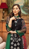 Shirt Embroidered front chiffon 1M Print Chiffon back +sleeves 2M Embroidered Front Daman Patti 1M Inner Shirt 2.25M  Trouser Raw Silk Trouser 2.5 M  Dupatta Printed Chiffon Dupatta 2.5 M Embroidered Dupatta Patti 8M